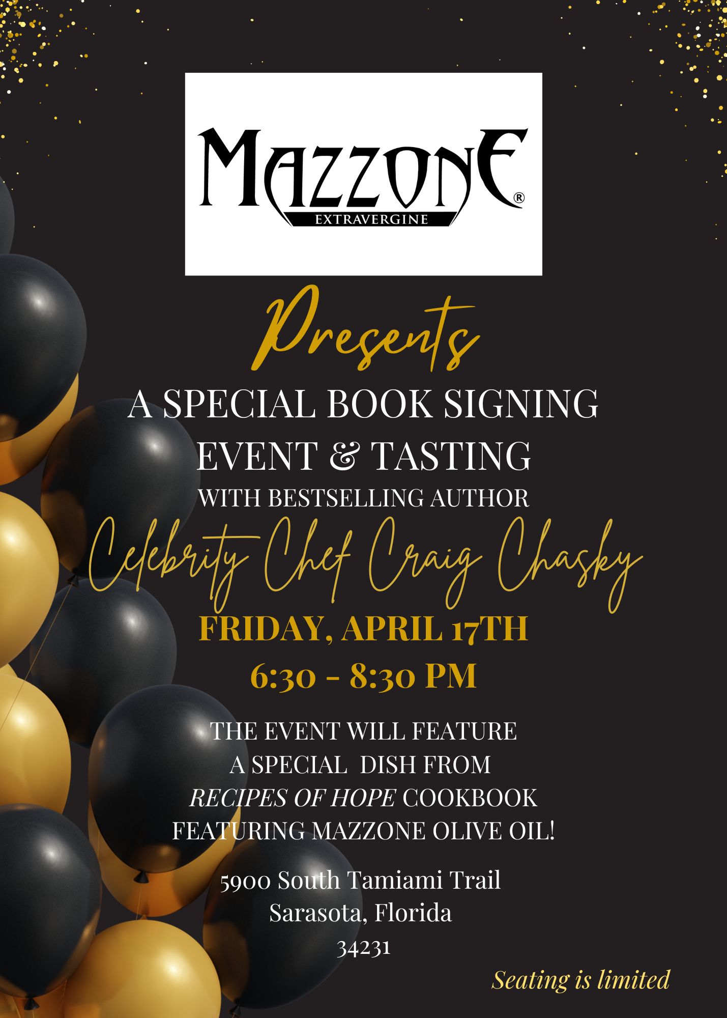MAZZONE BOOK SIGNING INVITE PIC CHEF CRAIG