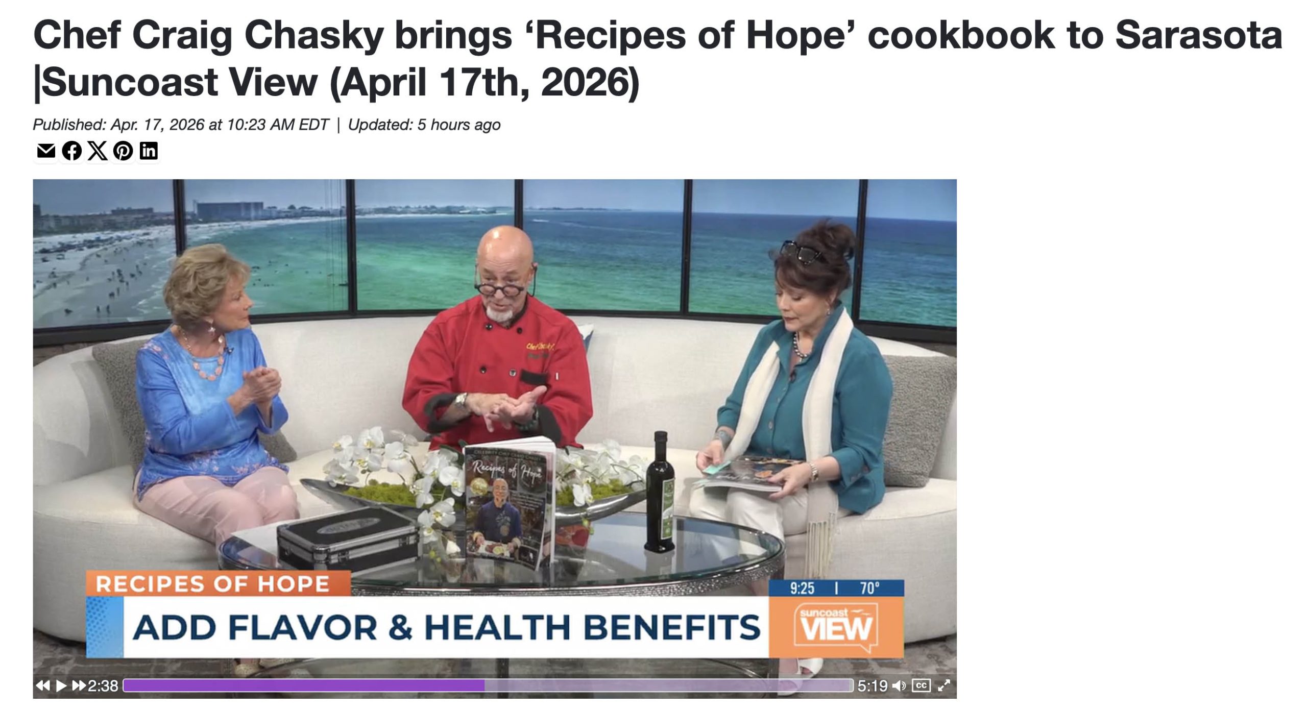 Chef Craig at Suncoast View TV Interview